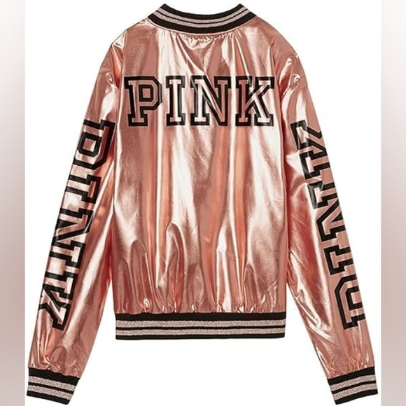 Victoria's Secret PINK Fashion Show Rose Gold Bomber Jacket - Picture 2 of 2